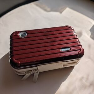 Rimowa Mini Hard Shell Case in Metallic Burgundy